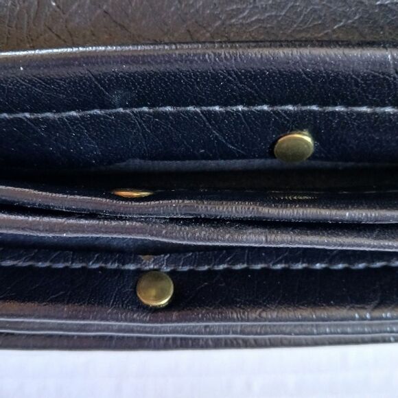 Rare Vintage Ring Shoulder Bag Suede Vinyl Adjustable Strap Brown Black - Picture 9 of 16